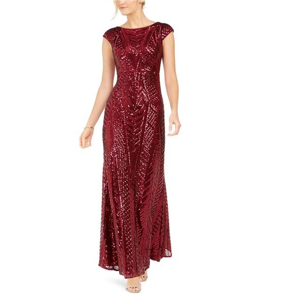 Nightway Women's Sequin Gown Red Size 10